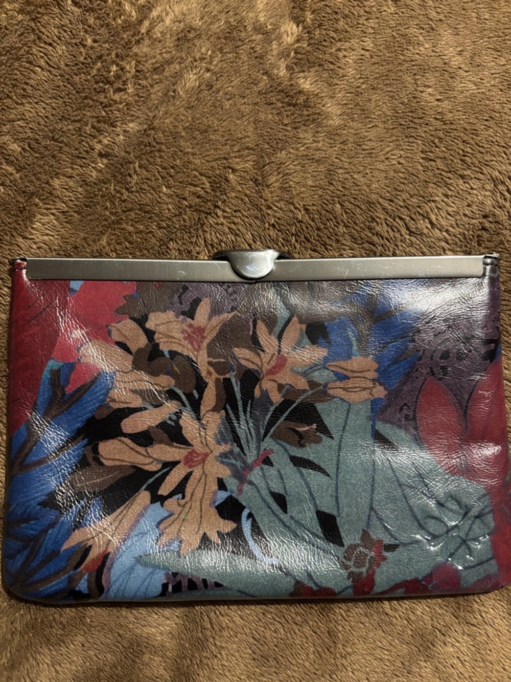 Patricia Nash Floral Leather Chain Clutch in Blue, Red, Tan - Picture 5 of 6